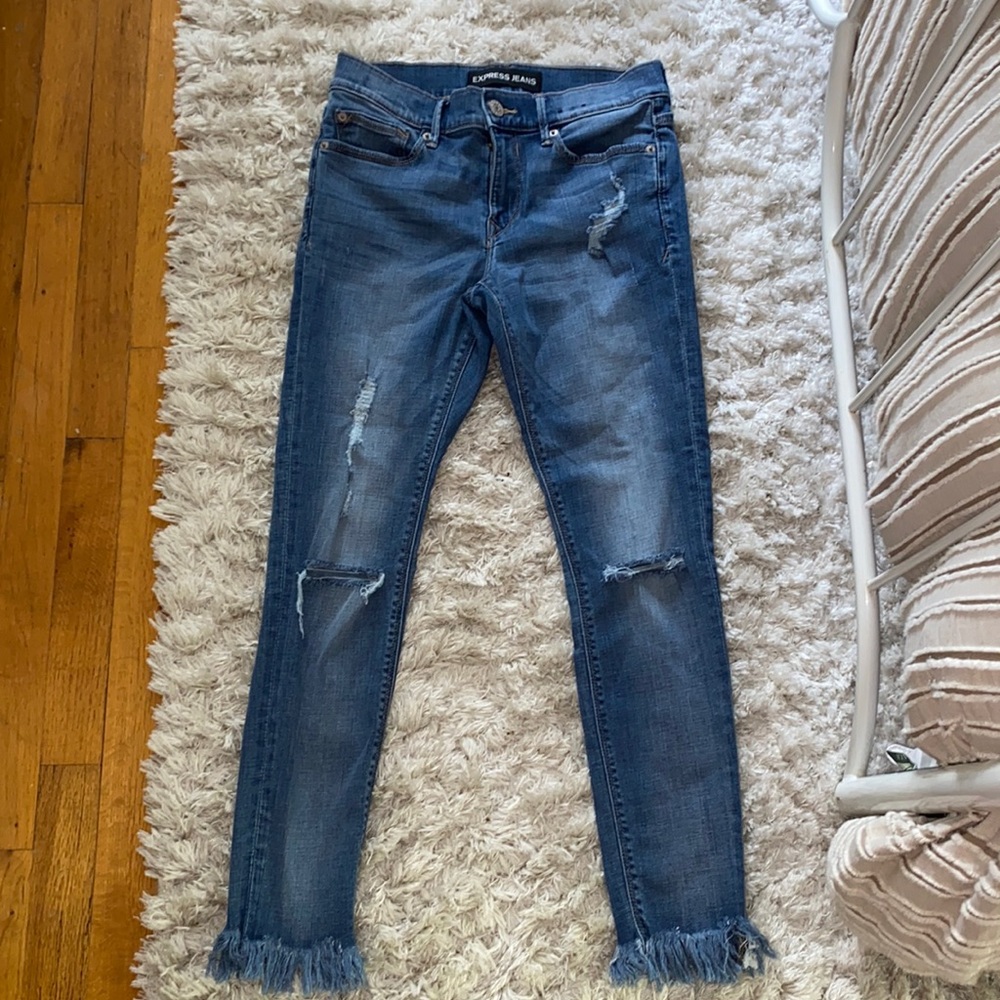 Express fringe bottom jeans size 4